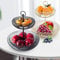 Xigner Obstschale 2 Etagen Obstschale Modern Obstkorb Etagere für Küchentheke,Obstkorb Etagere, Metall-Obstkorb,Snack-Dessert-Kuchen-Tablett-Tellerregal (Schwarz)