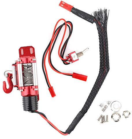 RC Winch, Electric Alloy Winch Fit for D90 SCX10 1:10 Simulation RC Car Accessory Electric Boat Winch Small Winch with Screw and Switch for SCX10, D90, D110 TF2, Km2 RC Car