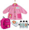 PACK VUELTA AL COLE Babi/mandilón/bata, mochila infantil, botella y fiambrera personalizada. Ideal para ir al colegio o guardería. Regalos personalizados. Diferentes modelos a elegir (Sirenita)