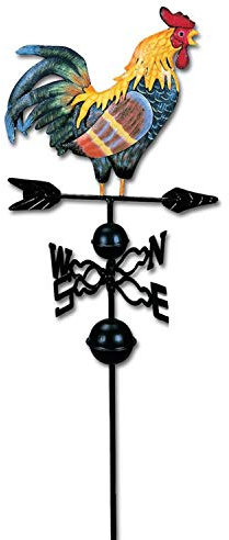SIBOMTEX - Segnavento in metallo a forma di gallo, banderuola da giardino, recinzioni, paletti, tetti, segnavento, decorazione, ornamento colorato