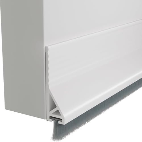 Draft Excluder for Doors with Brush, Silicone Under Door Draft Stopper, Self-Adhesive Brush Seal Strip for Insect and windproof, Draught Excluder for Sliding Doors, Window (White, 1m)