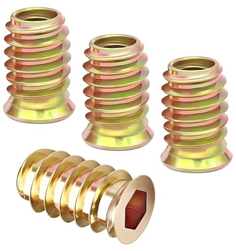 Qrity 20 Pezzi Dado Esagonale Inserti, Inserti Filettati, M10x15mm Manicotti Filettati, Inserto in Legno per Dadi, per Mobili in Legno