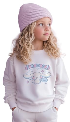 Brand Threads Cinnamoroll White Sweatshirt For Girls – Cute Sanrio Hello Kitty Friend Jumper with Playful Cinnamoroll Print | Soft Cotton Pullover for Kids (Ages 1-13)