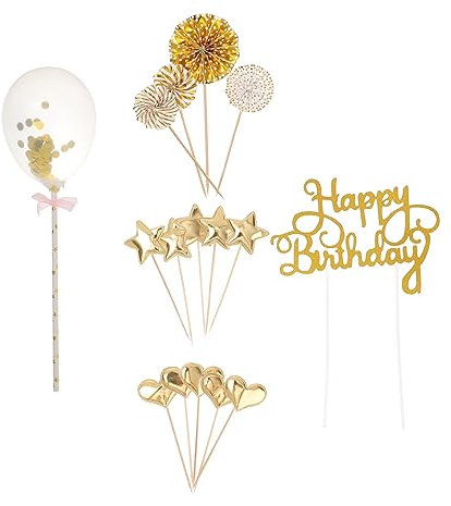 PartyKindom 17stücke Kuchentopper Geburtstag Happy Birthday Dekorative Tortenaufsätze Für Geburtstagsfeiern Kuchen Und Dessertdekoration