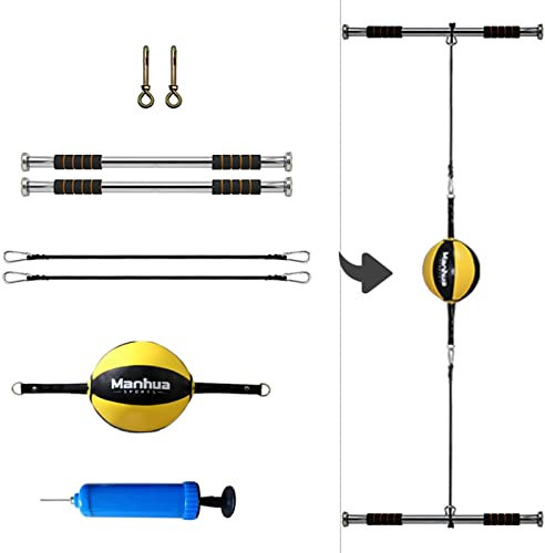 LKYLGYU Punching Ball Gonfiabile a Doppia estremità per Adulti e Adolescenti,Sacco da Boxe per casa/Garage/Ufficio con Barra Trasversale Regolabile,Antistress per Il Fitness