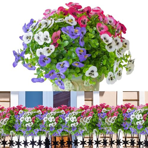 6 Pezzi Fiori Finti Artificiali Arbusti Piante Fiori Artificiali Resistenti ai Raggi UV Fiori Artificiali per Esterni, fiori finti per decorazioni per Casa Balconi Portico Matrimoni e Cascine