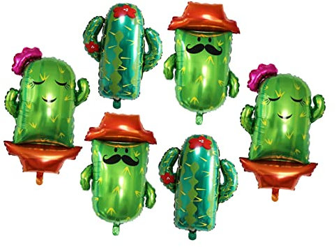 WEKAMOS 6Stücke Große Kaktus Luftballons Farbige Dekoration für Geburtstagsfeiern Babypartys Hochzeiten Sommerfeste Folienballons Kaktus Thema Partybedarf