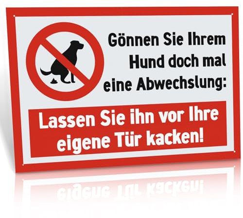 FLEXNOVA 20×30cm Kein Hundeklo Schild Hunde Kacken Verboten, Schild Kein Hundeklo Metall Alu Hundeschild Verbotsschilder Selbstklebend Verbot Hundekot Hundehaufen Hundekacke