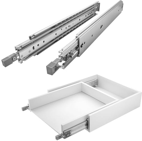 1 Paar SOTECH Schwerlastauszüge VarioSlide KV2-200-H76-L1500-EH 1524 mm | mit Lock-in/out Einrastfunktion grau Schwerlast-Vollauszug belastbar bis 200 Kg