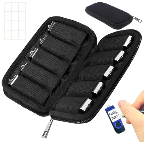 Zephyra USB Stick Aufbewahrungstasche Schwarz – Organizer Case mit 10 Steckplätzen für USB-Flash-Laufwerke, Speichersticks, SD-Karten, Kompakte Aufbewahrung für Elektronik Zubehör