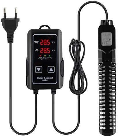 Eirolace Riscaldamento intelligente per acquario, regolatore digitale di temperatura 18-35°C, doppia protezione impermeabile, 300W/500W, installazione verticale o orizzontale
