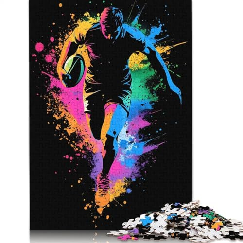 1000 Pieces Rugby Player Silhouette Jigsaw Puzzles for Adults Wooden Puzzles for Teenagers Gifts Jigsaw Puzzles for Adult 1000pcs (75x50cm)