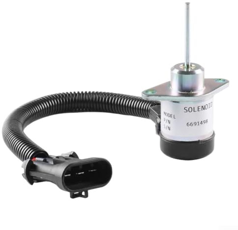 Pumixiy Bobcat Heavy Equipment Fuel Control Magnetventil 12VDC Shutdown Ersatz mit abgedichtetem Ventilkörper für Kompaktlader und Bagger inkl