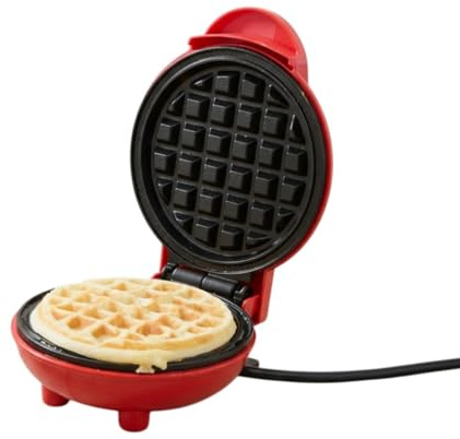 Basilico® Mini-Waffeleisen mit Ø 10cm – Belgische Waffeln zum Frühstück, Geburtstag und andere Anlässe - Antihaftbeschichtung – einfache Bedienung – Mini-Waffelmaker