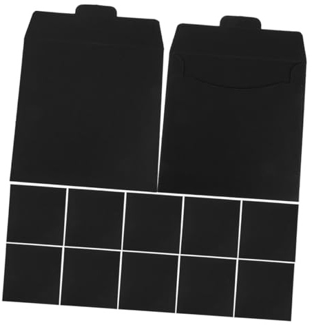 SECFOU Schwarze Papier CD Hüllen für Dokumente und Karten | Ersatz für Cds und Dvds, Schlankes Design, Aufbewahrung für Ordner, Schwarz, 12 Stück Packung