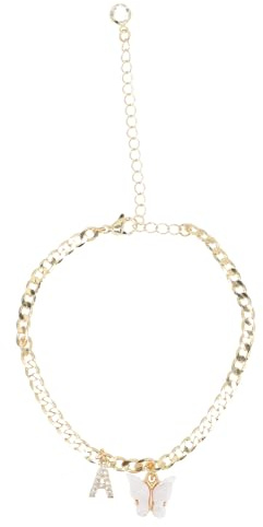 SECFOU Bracelet de Cheville en Cuivre à Lettres en Cristaux pour Femmes | Décorations , Style Élégant et Raffiné, Bijou de Corps, Finition Or, pour Femmes et Filles