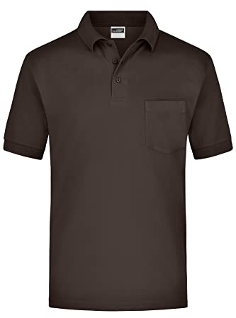 James & Nicholson Kurzarm Poloshirt mit Brusttasche - Klassisches Herrenpolo aus feiner Piqué-Qualität | Farbe: brown | Grösse: 3XL