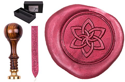 Siegelstempel Set Sigillum Gravur Symbol Celtic Keltische Blume, incl. 1 Stange Siegelwachs
