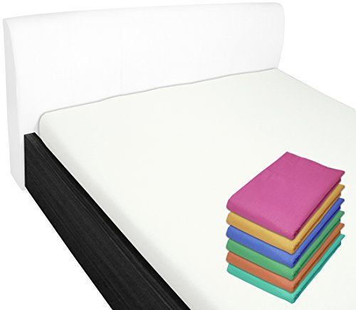Nurtextil24 Bettlaken 100% Baumwolle 28 Farben und 4 Größen ohne Gummizug Weiß 100 x 170 cm
