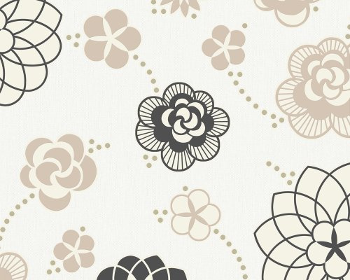 Innova 1433-10 Tapete, florales Muster, weiß braun schwarz