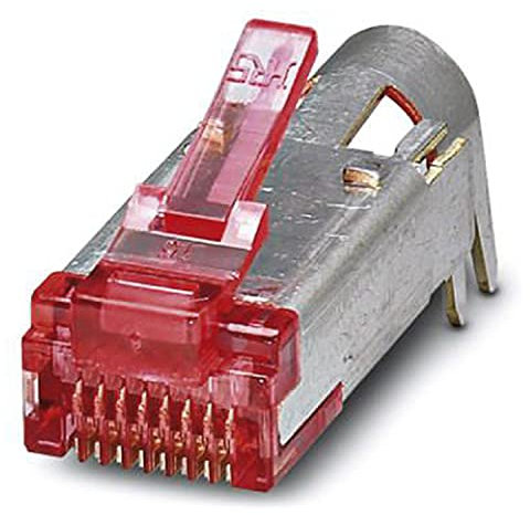 PHOENIX CONTACT VS-08-ST-H21P-RJ45 RJ45 Stifteinsatz für Litzen AWG 27-24 mit Zugentlastung, CAT6, 8 Polig, Geschirmt, IDC Pierceanschluss, 5 Stück