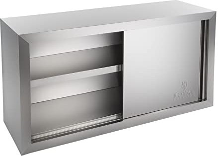 Royal Catering - Pensile a muro in acciaio inox - 120 x 40 cm (LxB) - con due ante scorrevoli - materiale di fissaggio incluso