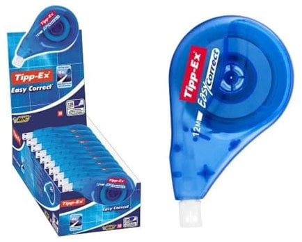 Tipp-Ex Korrekturroller Easy Correct zum seitlichen Korrigieren, 12m x 4.2mm, 10er Pack, Ideal für das Büro, das Home Office oder die Schule