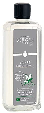 Maison Berger - Recharge Lampe Berger Anti-Moustique Vent d'Océan - Prête à l'Emploi - Insecticide Efficace et Rapide - Diffusion Fine, Homogène et Longue Durée - 1 L