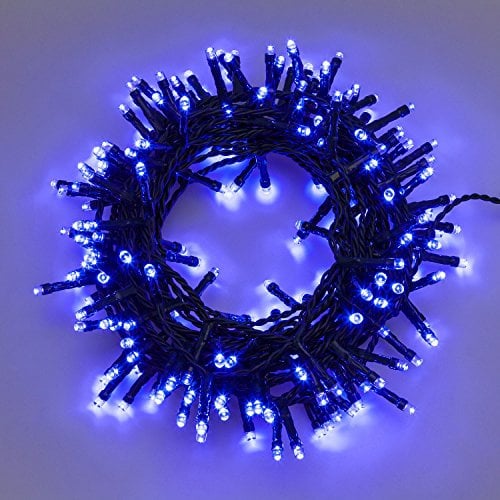 Catena 12,5 m, 300 led blu, con giochi di luce, cavo verde, EX Best Value, luci di Natale, luci blu, luci per l'albero di Natale