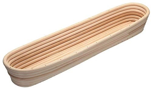 KitchenCraft Home Made Banneton Bread Basket / Proving Basket, Baguette Shaped, Rattan, 44 x 9 cm, Brown
