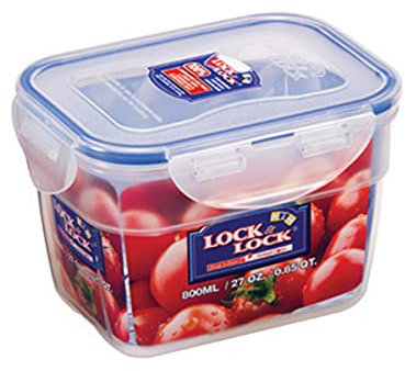 LocknLock CLASSIC Frischhaltedose | 800 ml | 14,5 x 11 x 9,4 cm | 100 % luft- und wasserdichte Vorratsdose | Spülmaschinen-, und Mikrowellengeeignet | BPA-Frei | 4-fach Sicherheits-Verschluss
