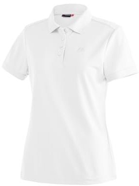 Maier Sports Ulrike, Damen Poloshirt, Leichtes Piqué-Funktionspoloshirt für Wandern und Freizeit, dryprotec Technologie, Atmungsaktiv, NFC-Chip für einfaches Recycling, Weiß, 34