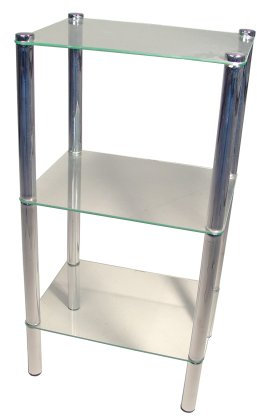 Artemo 280650 Standregal verchromt 3 Glasböden 77x40x30cm