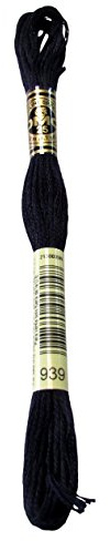 DMC 117-939 6 Strand Embroidery Cotton Floss, Very Dark Navy Blue, 8.7-Yard
