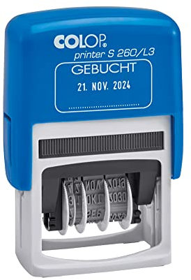 Colop 105654 Datumstempel Printer S260 Gebucht Abdruck blau-rot