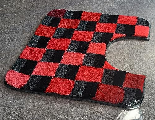 Kleine Wolke 4012451129 WC-Vorleger Carrara, 55 x 55 cm mit Ausschnitt, weinrot