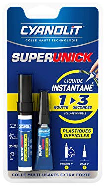 CYANOLIT SUPERUNICK force express, réparation invisible, plastiques difficiless
