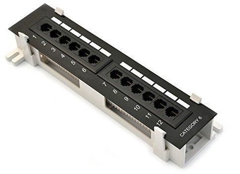 AKORD CAT6 12 Port Pro RJ45 110 Network Mini Patch Panel w/Surface Wall Mount Bracket