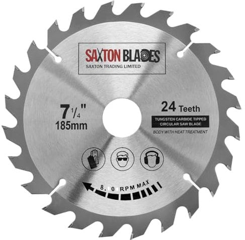 Saxton, Lama per sega circolare TCT18524T, per legno, 185 mm x 30 mm (foro) x 24 denti, compatibile con seghe Bosch, Makita, Dewalt da 190 mm