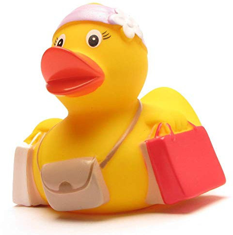 Badeente Shopping-Queen I Quietscheente I Duckshop I L: 8 cm I inkl. Badeenten-Schlüsselanhänger im Set