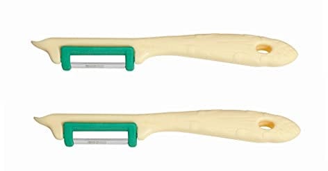 NEUSTANLO | Sparschäler im Spargel Look | farblich sortiert | 2er Pack | Edelstahl | für Links- und Rechtshänder | Made in Solingen | ideal auch als Spargelschäler