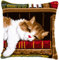 VERVACO Kreuzstich Stickpackungen Kissen Stickerei Set Anfänger Vorgedruckt Schlafende Katze DIY Set Kreativ Set Für Erwachsene Dekoratives Kissen ca. 40 x 40 cm Bastelset Handwerker Haus Dekoration