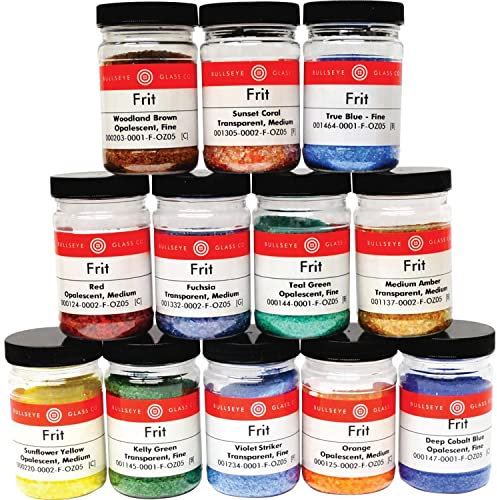 Schmelzbares Glas-Fritten-Sortiment, 12 Farben, 90 COE – aus Bullseye-Glas