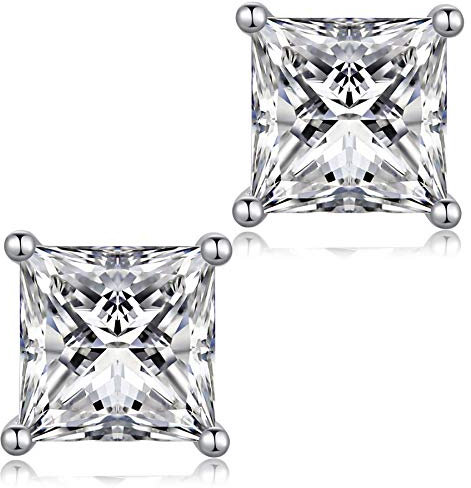 Männer Ohrringe Herren Ohrstecker Silber 925 Mann Ohrstecker Diamant Weißgold Ohrringe Silber Zirkonia & Diamant Eckig 5mm