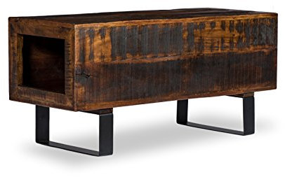 Woodkings® Sitzbank Woodend, Akazie massiv, Flurmöbel Vintage, Schuhschrank, Dielenschrank, Holzbank