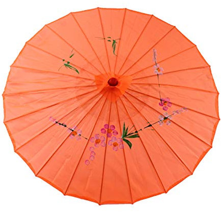 AAF Nommel ® Sonnenschirm 005, Dekoschirm aus Kunstfaser, Wasserfest in orange aus Bambus