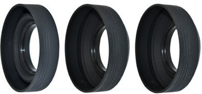 JJC Gummi Gegenlichtblende 49mm 3in1 Tiefe verstellbar Rubber Lens Hood Sonnenblende Streulichtblende