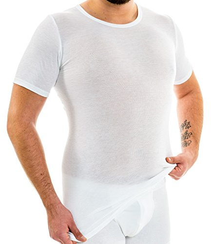 HERMKO 3847 Herren extralanges Kurzarm Shirt (+10cm) Unterhemd mit 1/4 Arm aus 100% Baumwolle (Feinripp)