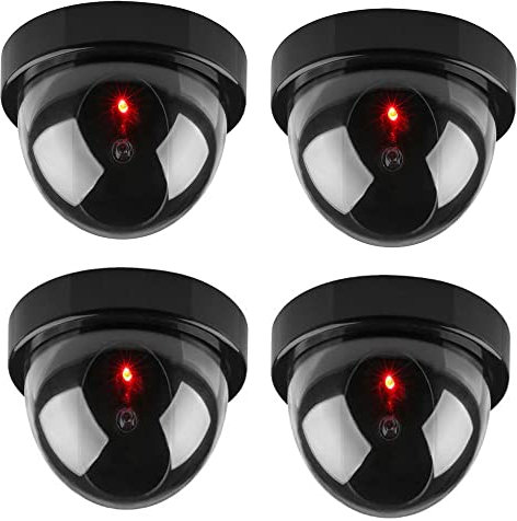 Dummy Fake Camera - BW 4pcs Imitation Dummy CCTV Security Dome Cameras With Flashing Red LED Light, Outdoor Indoor Use for Homes & Business