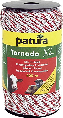 Patura Tornado XL Litze, 400 m Rolle 8 Niro 0,20 mm, 3 Cu 0,30 mm, weiss-rot